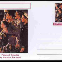 Chartonia (Fantasy) Famous Paintings - Forward America by Norman Rockwell postal stationery card unused and fine