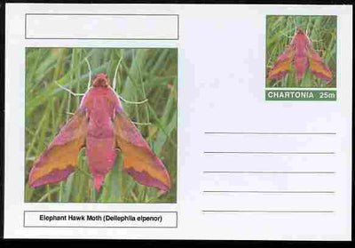 Chartonia (Fantasy) Moths - Elephant Hawk Moth (Deilephila elpenor) postal stationery card unused and fine