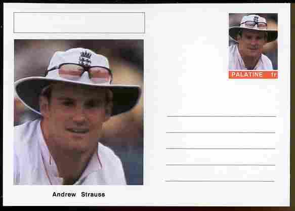 Palatine (Fantasy) Personalities - Andrew Strauss (cricket) postal stationery card unused and fine