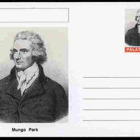 Palatine (Fantasy) Personalities - Mungo Park (explorer) postal stationery card unused and fine