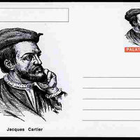 Palatine (Fantasy) Personalities - Jacques Cartier (explorer) postal stationery card unused and fine