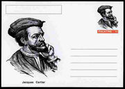 Palatine (Fantasy) Personalities - Jacques Cartier (explorer) postal stationery card unused and fine