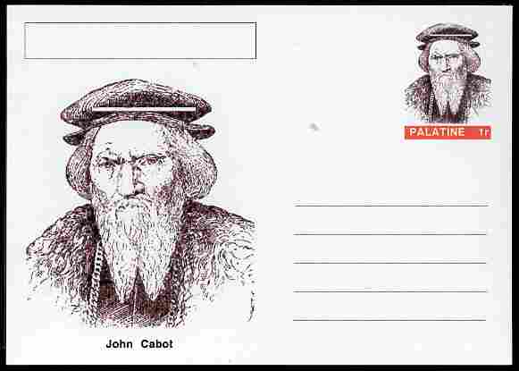 Palatine (Fantasy) Personalities - John Cabot (explorer) postal stationery card unused and fine