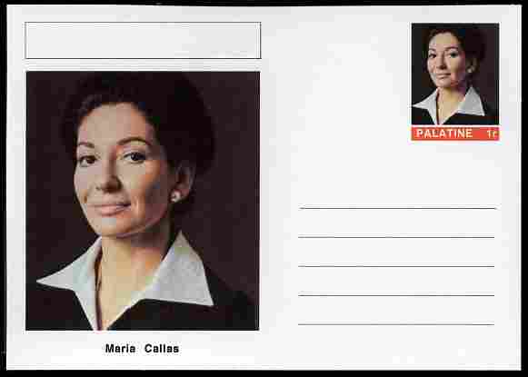 Palatine (Fantasy) Personalities - Maria Callas (opera) postal stationery card unused and fine