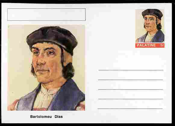 Palatine (Fantasy) Personalities - Bartolomeu Dias (explorer) postal stationery card unused and fine