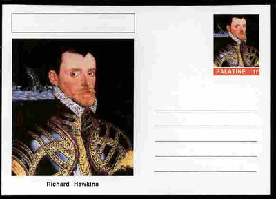 Palatine (Fantasy) Personalities - Richard Hawkins (explorer) postal stationery card unused and fine