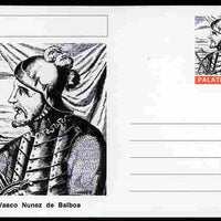 Palatine (Fantasy) Personalities - Vasco Nunez de Balboa (explorer) postal stationery card unused and fine