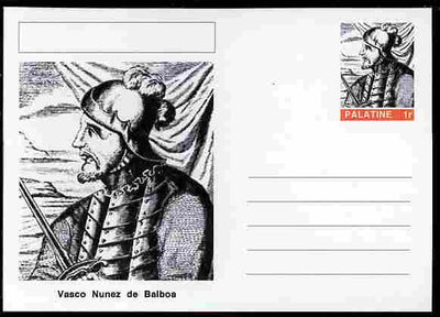 Palatine (Fantasy) Personalities - Vasco Nunez de Balboa (explorer) postal stationery card unused and fine