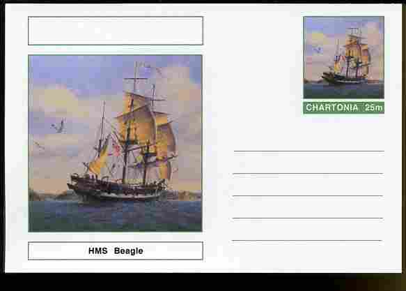 Chartonia (Fantasy) Ships - HMS Beagle postal stationery card unused and fine