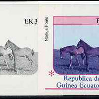 Equatorial Guinea 1976 Horses EK3 (Nonius Foals) set of 4 imperf progressive proofs on ungummed paper comprising 1, 2, 3 and all 4 colours (as Mi 806)