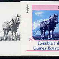 Equatorial Guinea 1976 Horses EK5 (Belgier) set of 4 imperf progressive proofs on ungummed paper comprising 1, 2, 3 and all 4 colours (as Mi 807)