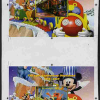 Mali 2010 The 55th Anniversary of Disneyland - Mickey Mouse Railway s/sheets #01 & #08 se-tenant from uncut perf proof sheet (2 exist) unmounted mint