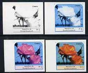 Equatorial Guinea 1976 Roses EK1 (Cheerio) set of 4 imperf progressive proofs on ungummed paper comprising 1, 2, 3 and all 4 colours (as Mi 972)