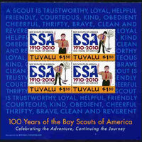 Tuvalu 2010 Centenary of Boy Scouts of America #1 perf sheetlet containing 4 values (blue background) unmounted mint SG MS 1395