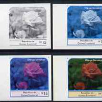 Equatorial Guinea 1976 Roses EK15 (Orange Sensation) set of 4 imperf progressive proofs on ungummed paper comprising 1, 2, 3 and all 4 colours (as Mi 976)