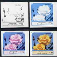 Equatorial Guinea 1976 Roses EK30 (Glenfiddich) set of 4 imperf progressive proofs on ungummed paper comprising 1, 2, 3 and all 4 colours (as Mi 977)