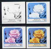 Equatorial Guinea 1976 Roses EK30 (Glenfiddich) set of 4 imperf progressive proofs on ungummed paper comprising 1, 2, 3 and all 4 colours (as Mi 977)