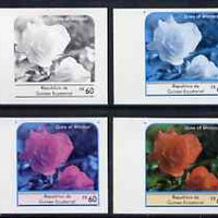 Equatorial Guinea 1976 Roses EK60 (Duke of Windsor) set of 4 imperf progressive proofs on ungummed paper comprising 1, 2, 3 and all 4 colours (as Mi 978)