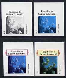 Equatorial Guinea 1977 Flowers EK3 (Arnica montana) set of 4 imperf progressive proofs on ungummed paper comprising 1, 2, 3 and all 4 colours (as Mi 1214)