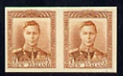 New Zealand 1938-44 KG6 1/2d orange-brown IMPERF horiz pair on thin card, rare thus, as SG604