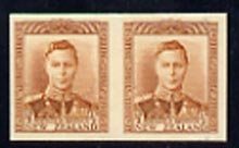 New Zealand 1938-44 KG6 1/2d orange-brown IMPERF horiz pair on thin card, rare thus, as SG604