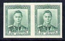 New Zealand 1938-44 KG6 1d green IMPERF horiz pair on wmk'd gummed paper from single proof sheet, rare thus, as SG606