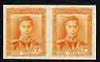 New Zealand 1947-52 KG6 2d orange IMPERF horiz pair on wmk'd gummed paper from single proof sheet, rare thus, as SG680