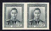 New Zealand 1947-52 KG6 5d slate IMPERF horiz pair on gummed wmk'd paper ex BW archives and extremely scarce thus, as SG682