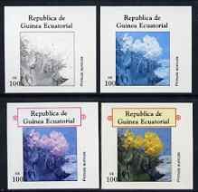 Equatorial Guinea 1977 Flowers EK100 (Primula auricula) set of 4 imperf progressive proofs on ungummed paper comprising 1, 2, 3 and all 4 colours (as Mi 1220)