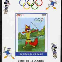 Benin 2008 Beijing Olympics - Disney Characters - Archery imperf individual deluxe sheet unmounted mint. Note this item is privately produced and is offered purely on its thematic appeal