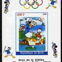 Benin 2008 Beijing Olympics - Disney Characters - Golf imperf individual deluxe sheet unmounted mint