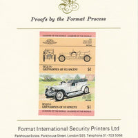 St Vincent - Bequia 1984 Cars #1 (Leaders of the World) $1 (1907 Rolls Royce) imperf se-tenant pair mounted on Format International proof card