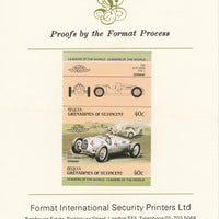 St Vincent - Bequia 1984 Cars #1 (Leaders of the World) 40c (1936 Auto Union) imperf se-tenant pair mounted on Format International proof card