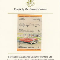 St Vincent - Bequia 1984 Cars #1 (Leaders of the World) 5c (1953 Cadillac) imperf se-tenant pair mounted on Format International proof card