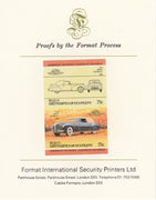 St Vincent - Bequia 1984 Cars #2 (Leaders of the World) 75c (1940 Lincoln Continental) imperf se-tenant pair mounted on Format International proof card