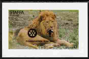 Staffa 2001 Conservation Year with Rotary & Scout Logos overprinted on 1976 Lion imperf souvenir sheet unmounted mint