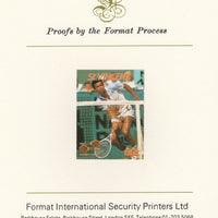 St Vincent 1987 International Tennis Players 60c Yannick Noah imperf mounted on Format International Proof Card, as SG 1058