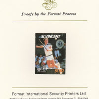 St Vincent 1987 International Tennis Players $1.50 John McEnroe imperf mounted on Format International Proof Card, as SG 1062