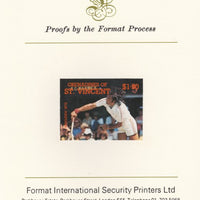 St Vincent - Grenadines 1988 International Tennis Players $1.50 Ilie Nastase imperf mounted on Format International Proof Card, as SG 586