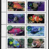 Karakalpakia Republic 2001 Conservation Year with Rotary & Scout Logos overprinted in green on 1997 Fish perf sheetlet containing set of 8 unmounted mint