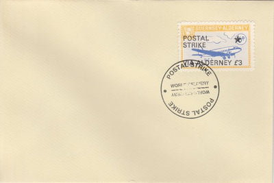 Guernsey - Alderney 1971 Postal Strike cover to Alderney bearing 1967 DC-3 6d overprinted 'POSTAL STRIKE VIA ALDERNEY £3' cancelled with World Delivery postmark