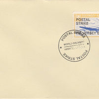 Guernsey - Alderney 1971 Postal Strike cover to Jersey bearing 1967 DC-3 6d overprinted 'POSTAL STRIKE VIA JERSEY £3' cancelled with World Delivery postmark