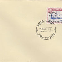 Guernsey - Alderney 1971 Postal Strike cover to Isle of Man bearing 1967 Dart Herald 1s overprinted 'POSTAL STRIKE VIA IOM £3' cancelled with World Delivery postmark