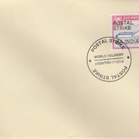 Guernsey - Alderney 1971 Postal Strike cover to India bearing 1967 BAC One-Eleven 3d overprinted 'POSTAL STRIKE VIA INDIA £6' cancelled with World Delivery postmark