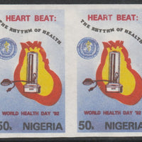 Nigeria 1992 World Health Day (Heart) 50k imperf pair unmounted mint as SG 625