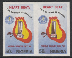 Nigeria 1992 World Health Day (Heart) 50k imperf pair unmounted mint as SG 625