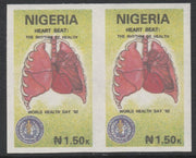 Nigeria 1992 World Health Day (Heart) 1n50 imperf pair unmounted mint as SG 627