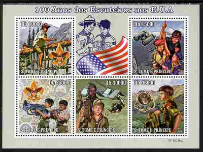 St Thomas & Prince Islands 2010 Centenary of Scouting in America perf sheetlet containing 5 values unmounted mint