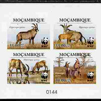 Mozambique 2009 WWF - Antelope Hippotragus equinus imperf deluxe sheetlet containing 4 vaues (numbered from a limited edition)