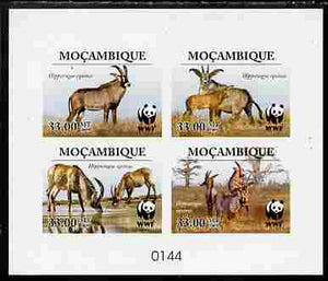 Mozambique 2009 WWF - Antelope Hippotragus equinus imperf deluxe sheetlet containing 4 vaues (numbered from a limited edition)